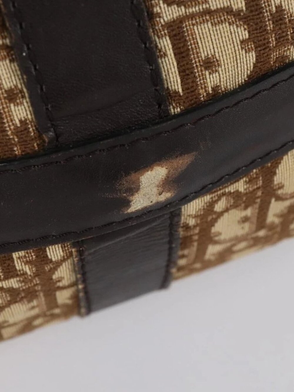 Christian Dior Trotter Canvas Boston Bag Beige Gold - Picture 7 of 16